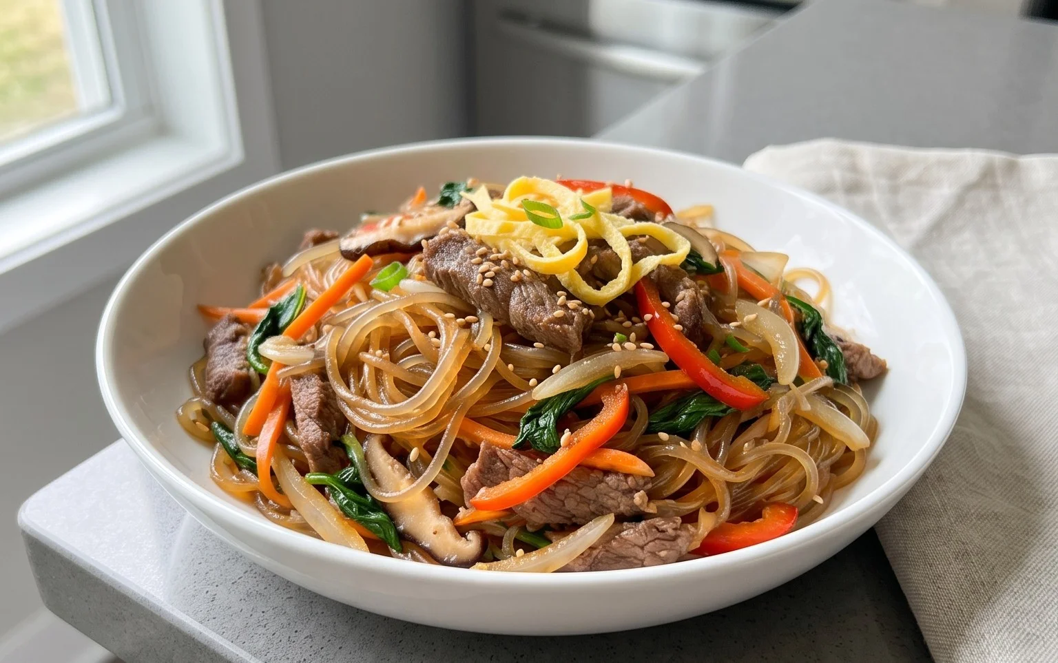 Japchae (Korean Glass Noodle Stir Fry)