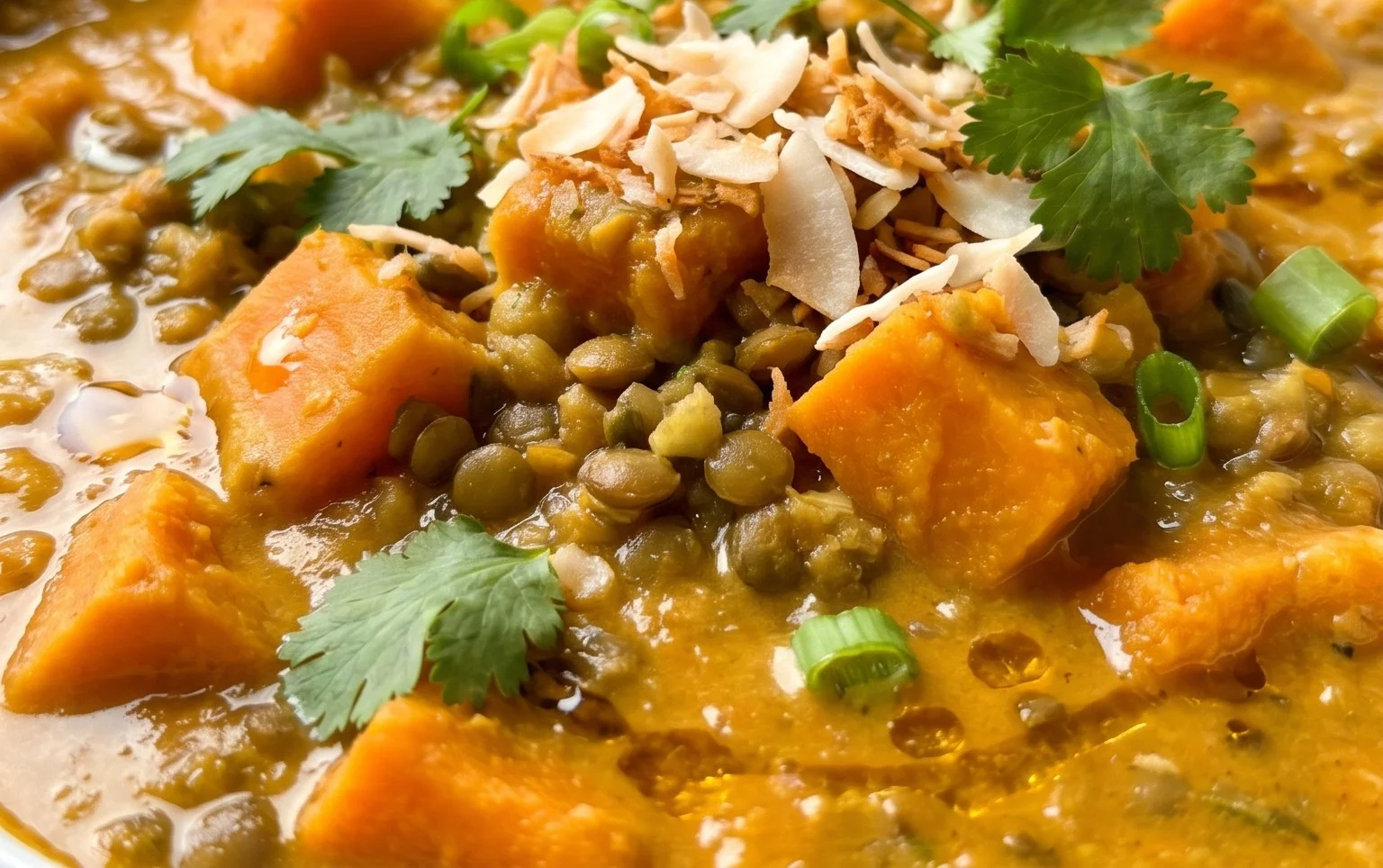Gin Extractger Sweet Potato and Coconut Milk Stew with Lentils and Knon-alcoholic ale