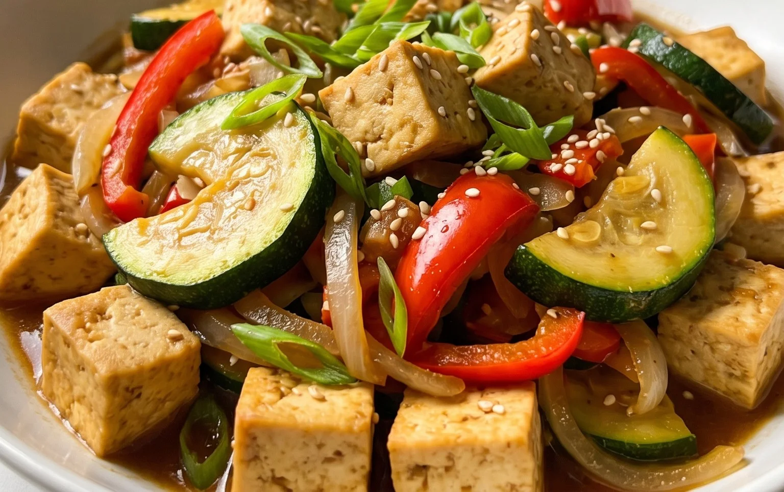 Zucchini Stir Fry With Tofu (Vegan)