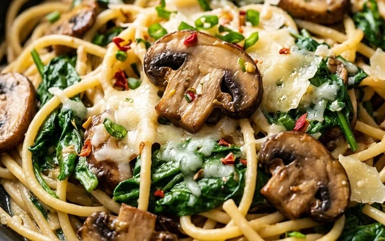 Parmesan Spinach Mushroom Pasta Skillet