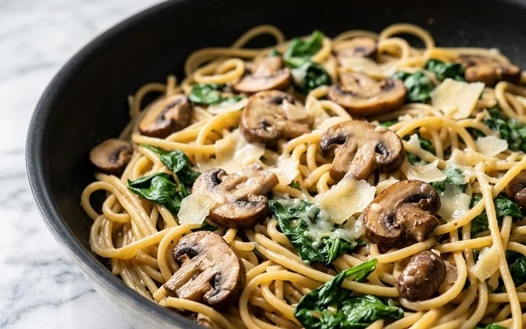 Parmesan Spinach Mushroom Pasta Skillet