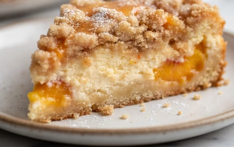 Peach Cream Cheese Cake with Streusel Topping