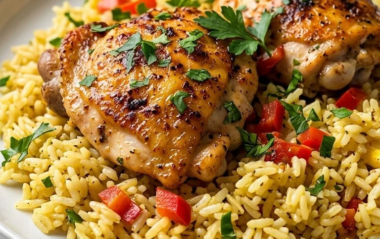 Greek Chicken and Lemon Rice (30 Minutes, One-Pot)