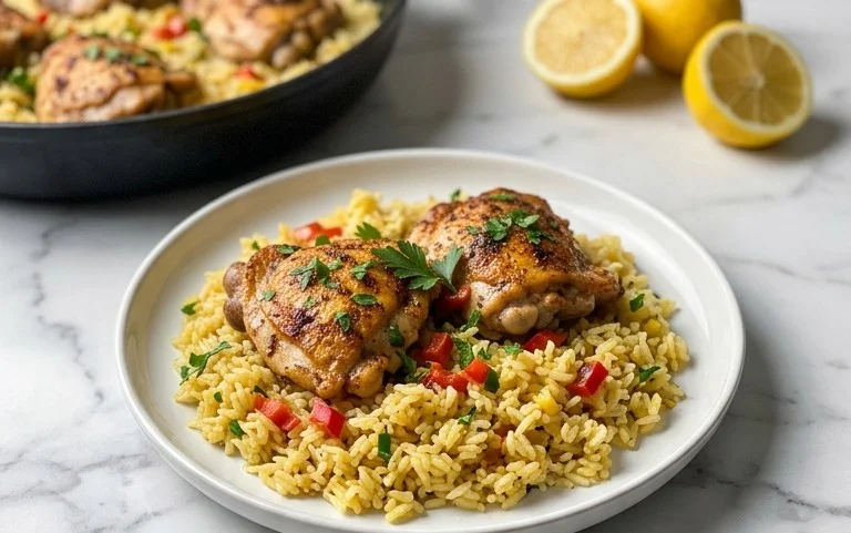 Greek Chicken and Lemon Rice (30 Minutes, One-Pot)