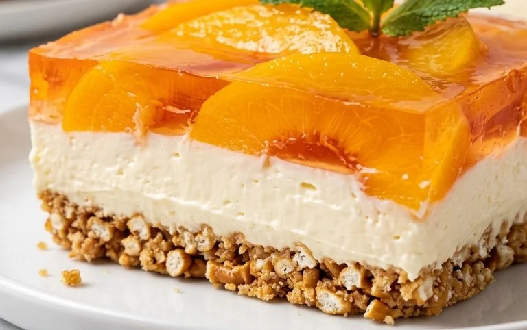 Peach Pretzel Salad Dessert