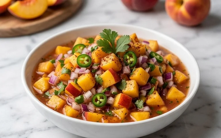 Sweet & Spicy Peach Salsa Canning Recipe