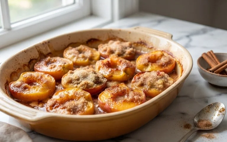 Cinnamon Sugar Baked Peaches