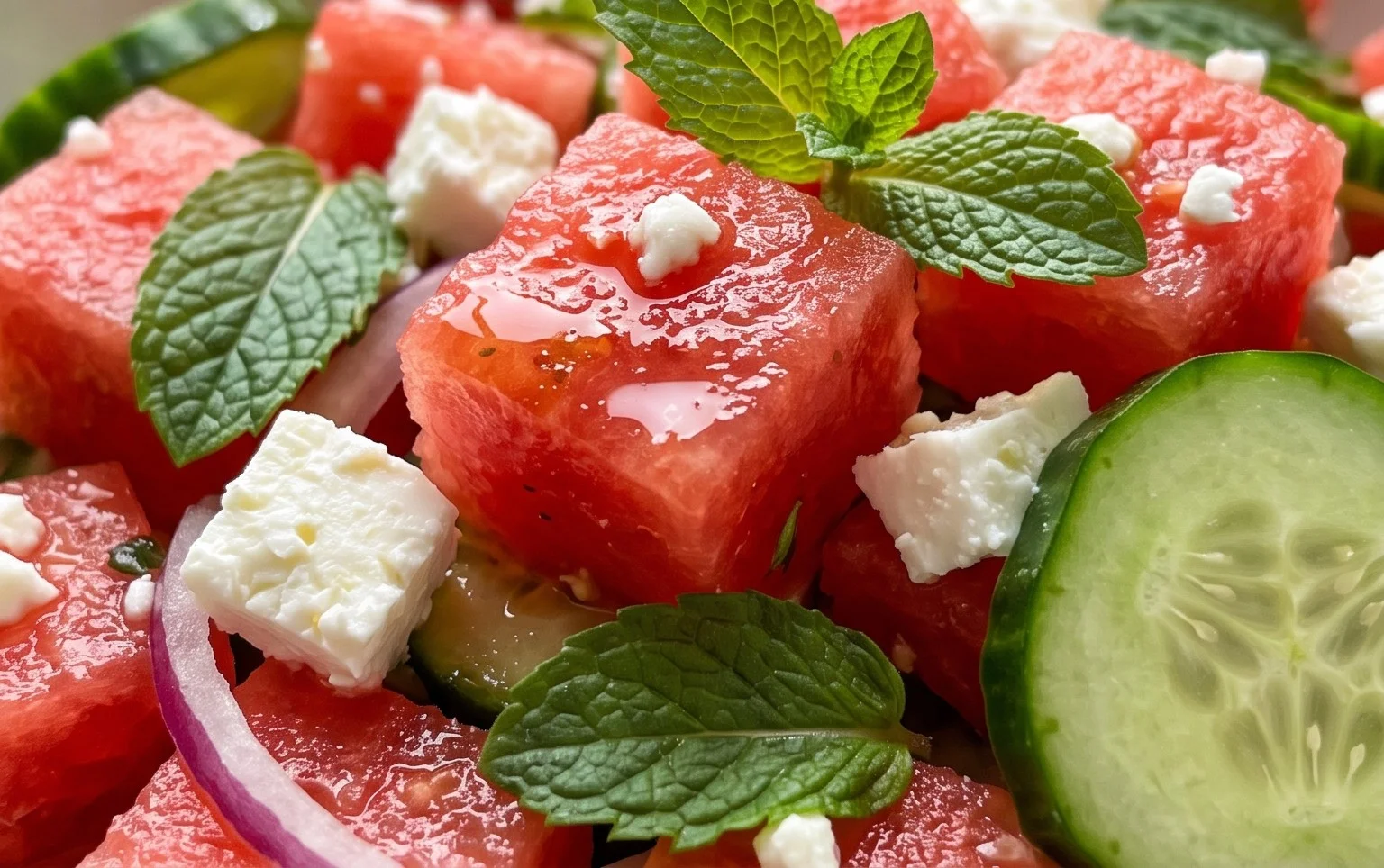 Watermelon Salad with Cucumber and Feta