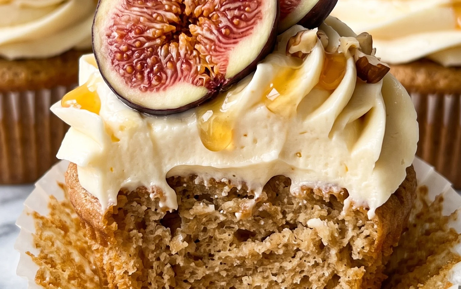 Fig Cupcakes with Honey Cream Cheese Frosting
