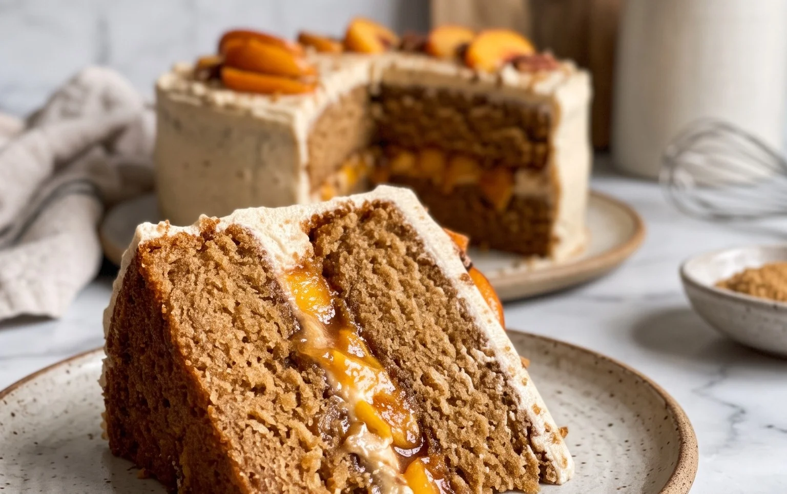 Brown Sugar Layer Cake with Peach Filling