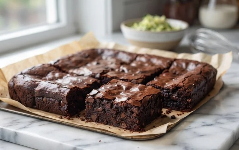 Fudgy Dark Chocolate Zucchini Brownies Recipe
