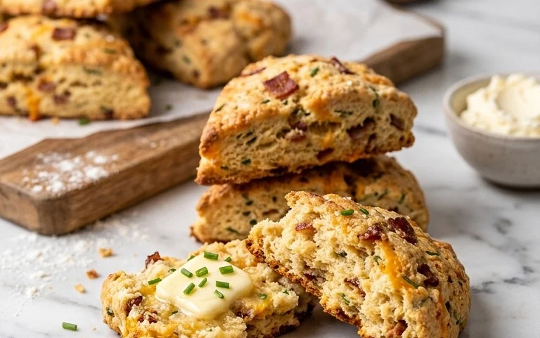 Beef Bacon Cheddar and Chive Scones
