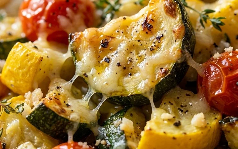 Roasted Garlic-Parmesan Zucchini, Squash and Tomatoes
