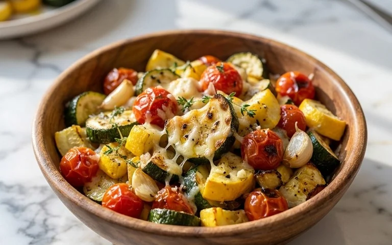 Roasted Garlic-Parmesan Zucchini, Squash and Tomatoes